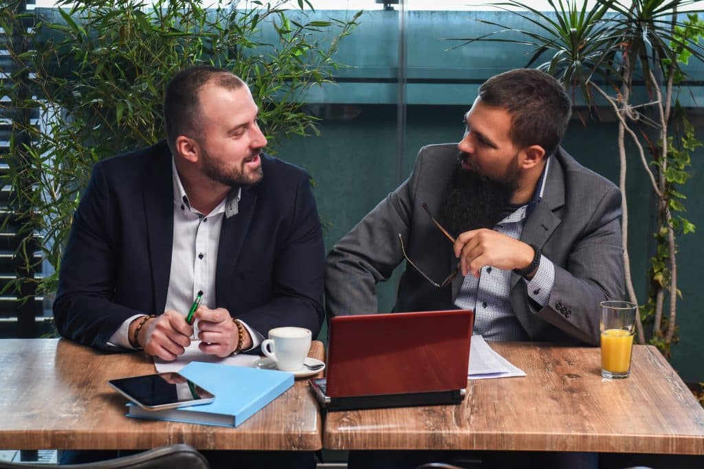 Business partners in the coffee shop